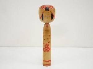 JAPANESE FOLK CRAFT / WOODEN KOKESHI DOLL / 30.6cm / SIGNED ARTISAN WORK 